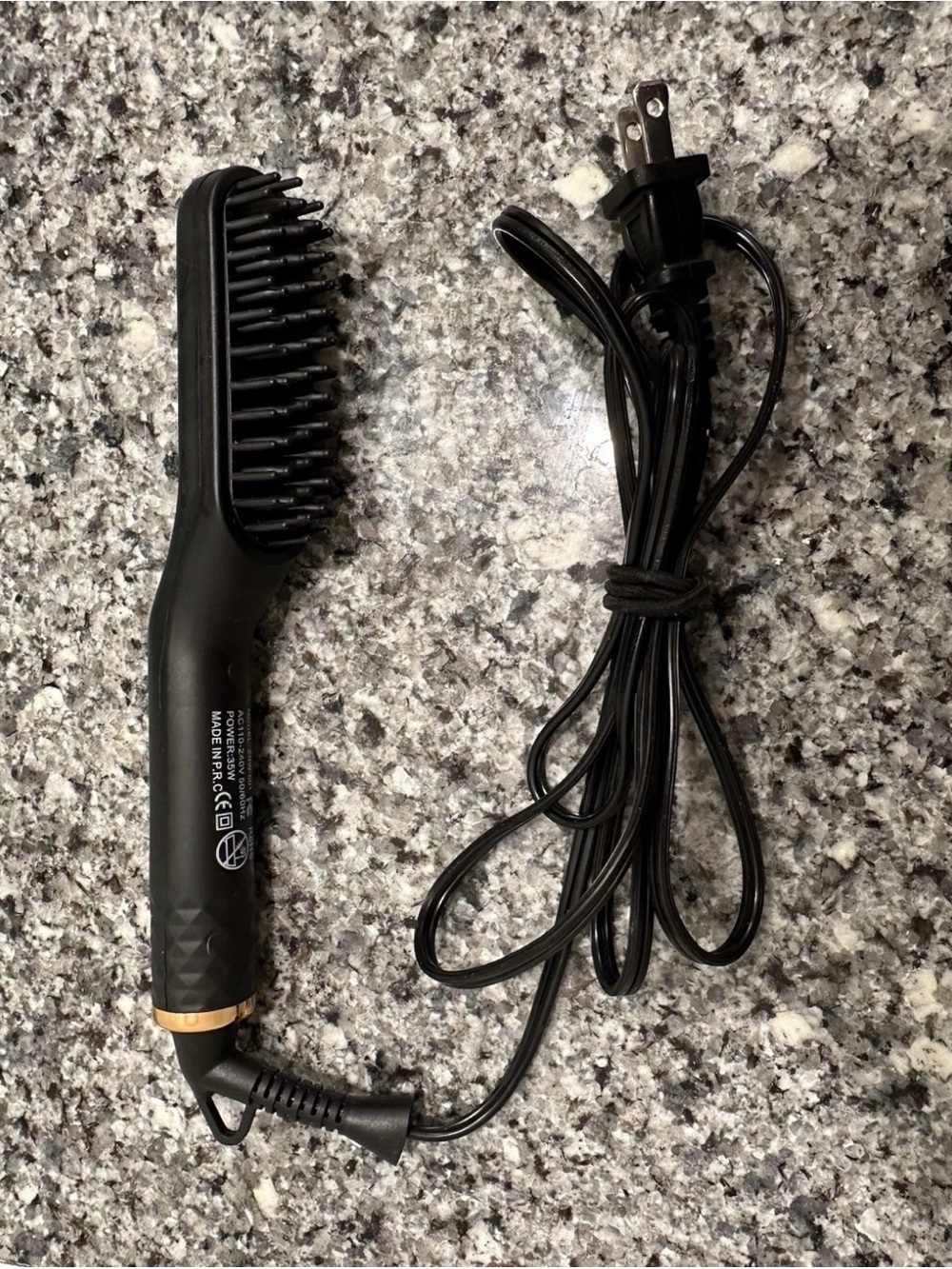 Xikezan Mini Black Heated Hair Straightening Brush for Short & Long Hair & Beard